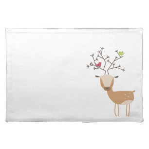Deer with Birds Cloth Placemat