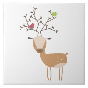 Deer with Birds Tile