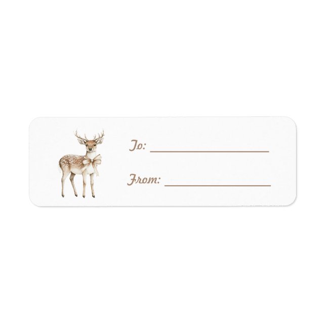 Deer with Bow Christmas  Label (Front)