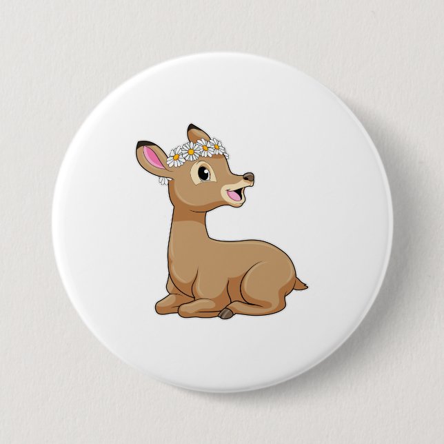 Deer with Daisy Flower Button (Front)
