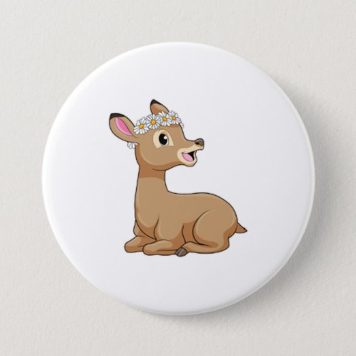 Deer with Daisy Flower Button