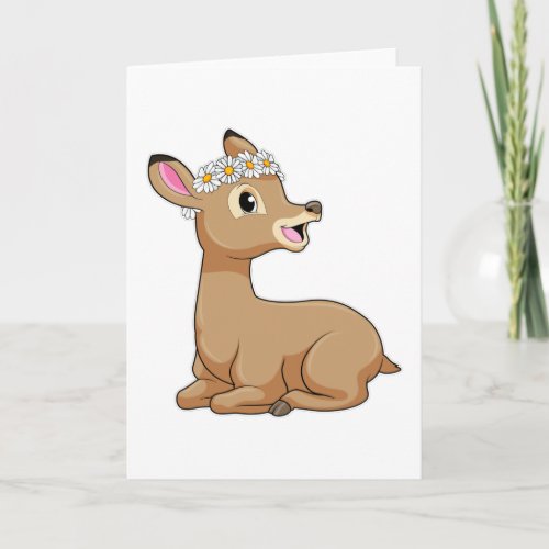 Deer with Daisy Flower Card