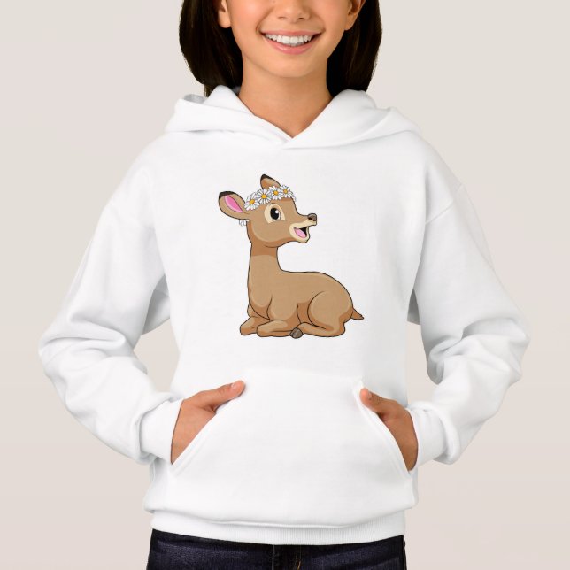 Deer with Daisy Flower Hoodie (Front)