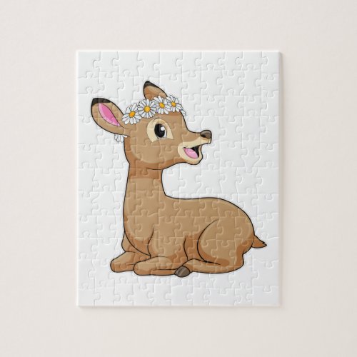 Deer with Daisy Flower Jigsaw Puzzle