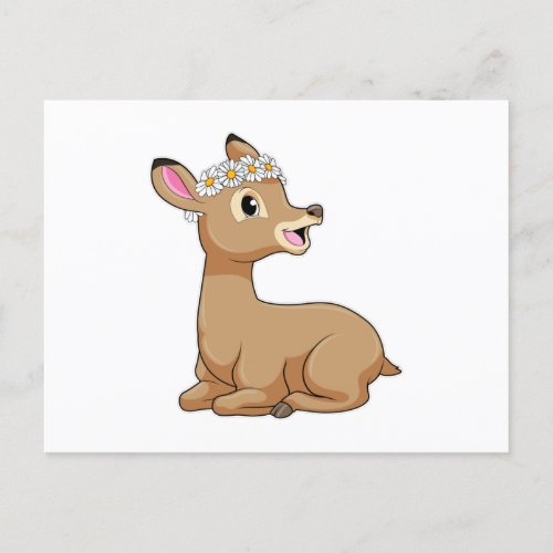 Deer with Daisy Flower Postcard