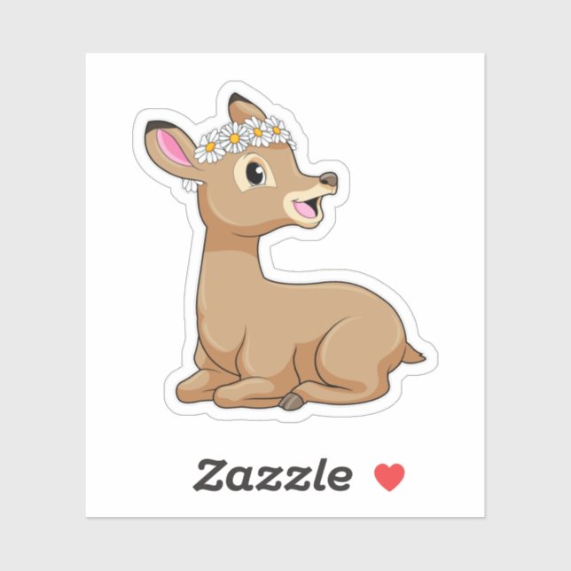 Deer with Daisy Flower Sticker (Sheet)
