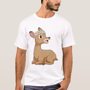 Deer with Daisy Flower T-Shirt