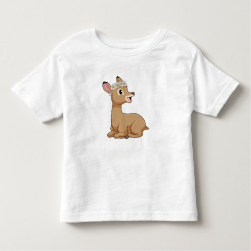 Deer with Daisy Flower Toddler T_shirt