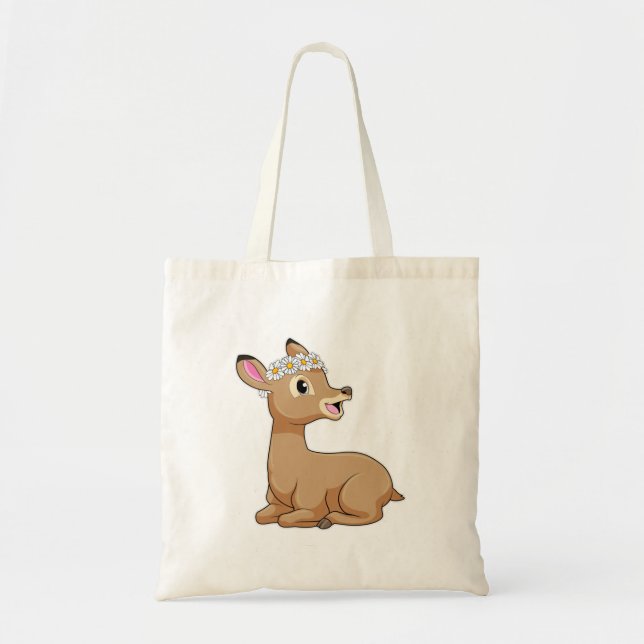Deer with Daisy Flower Tote Bag (Front)