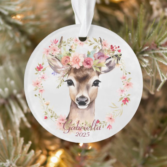 Deer with Flower Crown Ornament (Tree)