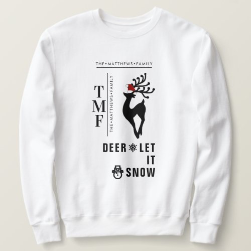 Deer with Monogram  SC_Hat  Christmas Custom_ S Sweatshirt