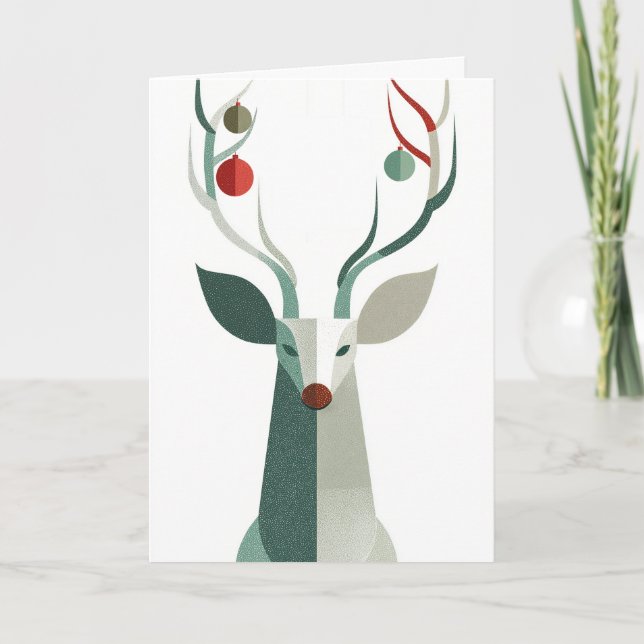 Deer with ornaments on antlers card (Front)