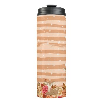 Deer With Pink & Orange Flowers Tumbler by JLBIMAGES at Zazzle