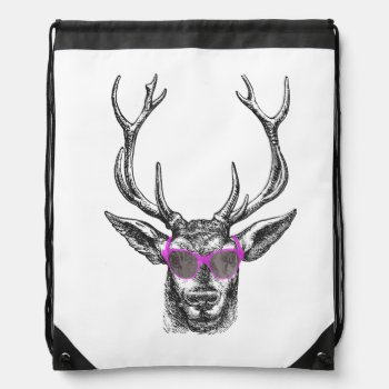 Deer With Pink Sunglasses Drawstring Bag by MarceeJean at Zazzle