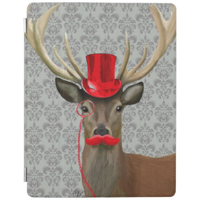 Deer With Red Hat and Moustache iPad Air Cover (Front)