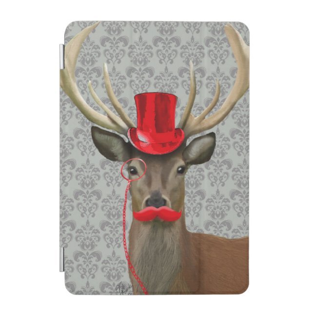 Deer With Red Hat and Moustache iPad Mini Cover (Front)
