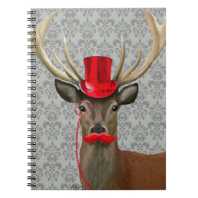 Deer With Red Hat and Moustache Notebook (Front)