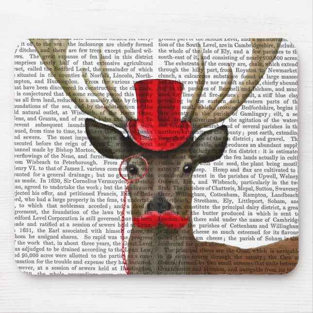 Deer with Red Top Hat and Moustache Mouse Pad (Front)