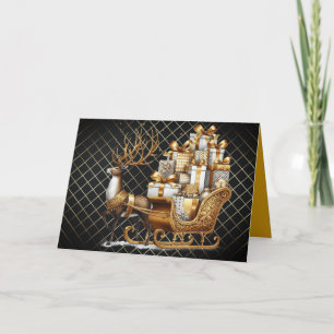 Deer with the sleight of Christmas presents Holiday Card