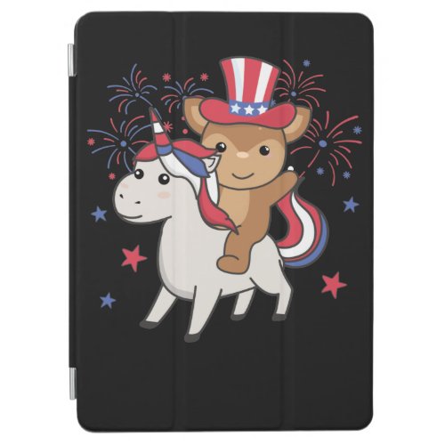Deer With Unicorn For Fourth Of July Fireworks iPad Air Cover