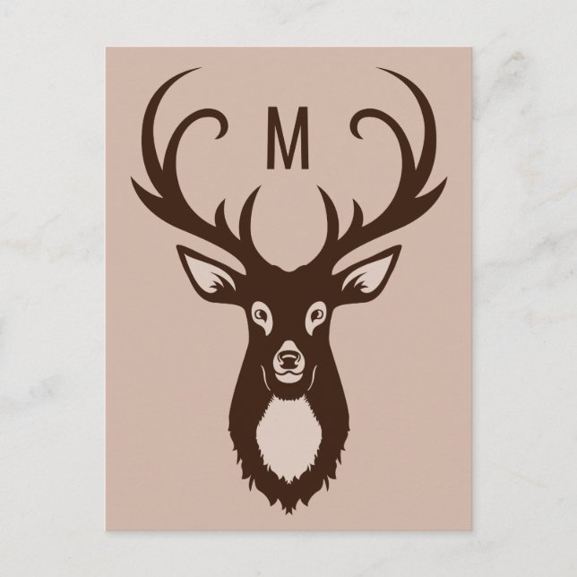 Deer with Your Monogram custom postcard (Front)