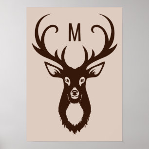 Deer with Your Monogram custom poster