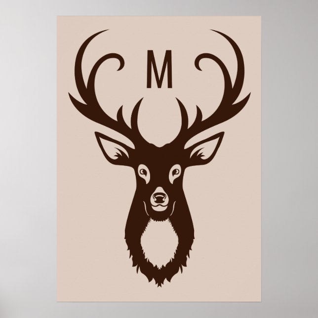 Deer with Your Monogram custom poster (Front)