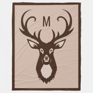 Deer with Your Monogram fleece blankets