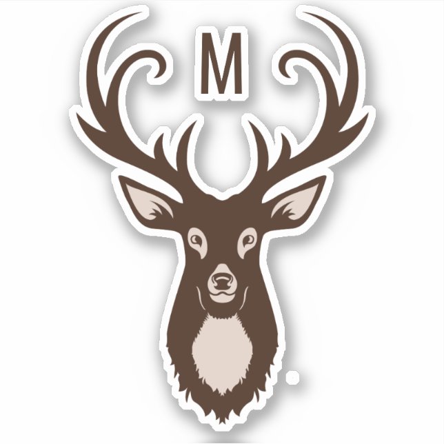 Deer with Your Monogram Sticker (Front)