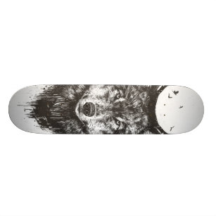 Deer wolf (black and white) skateboard