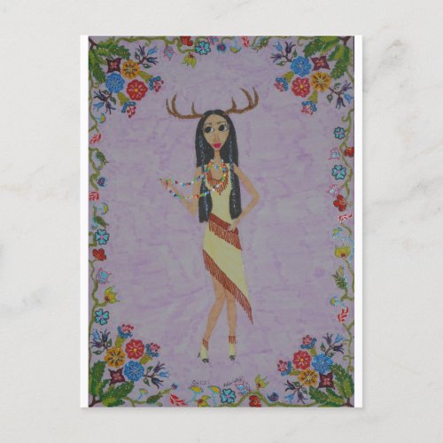 Deer Woman Fairy Tale Fashion Series 5 Postcard