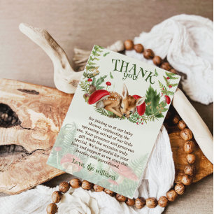 Deer Woodland Animal Baby Shower Thank You Card