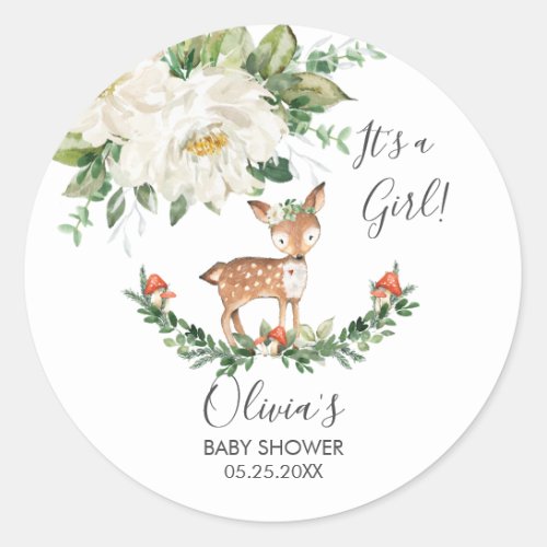 Deer Woodland Animal Baby Shower Thank You Favor Classic Round Sticker