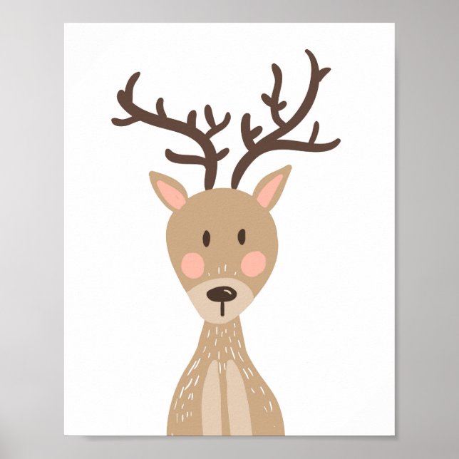 Deer Woodland Animal Nursery Wall Art Print (Front)