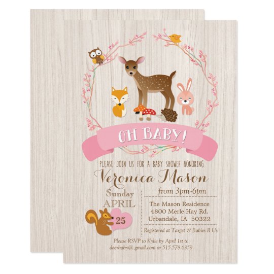 Deer Woodland Animals Baby Shower Invitation Zazzle Com