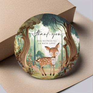 Deer Woodland Baby Shower Classic Round Sticker