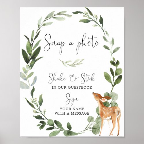 Deer Woodland Baby Shower Photo Guest Book Sign