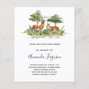 Deer woodland forest budget baby shower invitation