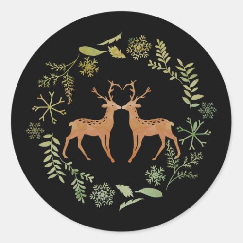 Deer Wreath Christmas Stickers