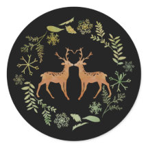 Deer Wreath Christmas Stickers
