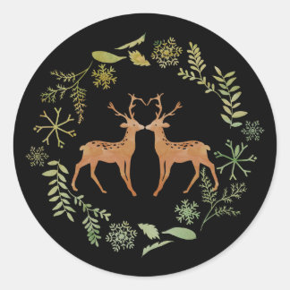 Deer Wreath Christmas Stickers