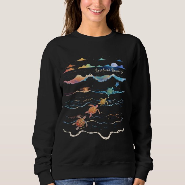 Deerfield Beach Florida Sea Turtle Lover Beach Vac Sweatshirt (Front)
