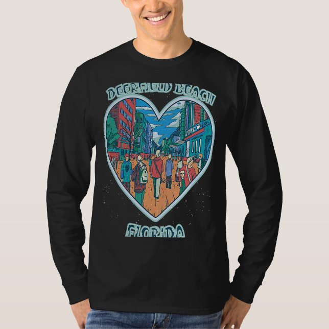 Deerfield Beach In Florida Travel Souvenir Heart T-Shirt (Front)