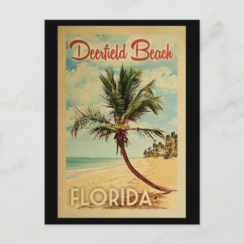 Deerfield Beach Palm Tree Vintage Travel Postcard