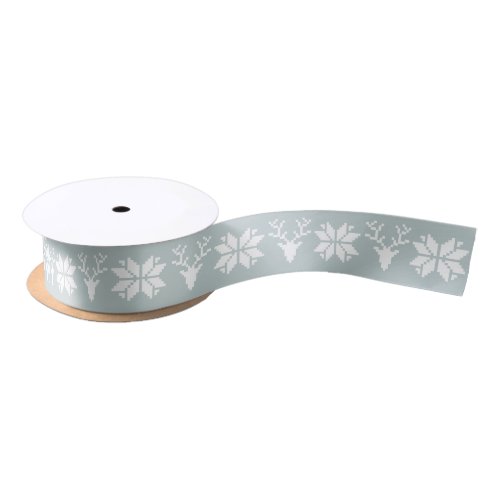 Deers And Snowflakes Ornaments Satin Ribbon