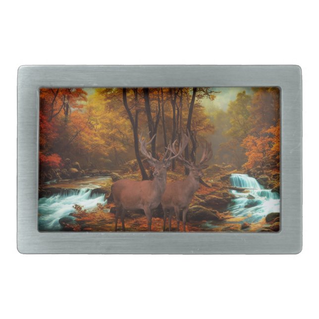 Deers By A Woodland Stream Belt Buckle (Front)