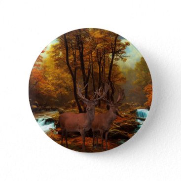 Deers By A Woodland Stream Button