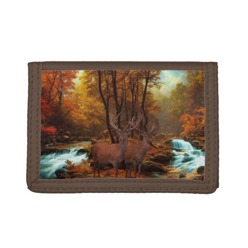Deers By A Woodland Stream Trifold Wallet
