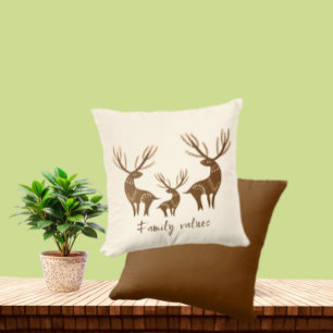 Deers family throw pillow