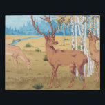 Deers in Forest Vintage Animal Faux Canvas Print<br><div class="desc">Vintage deer illustration from Animals in Decoration, late 19th century.</div>